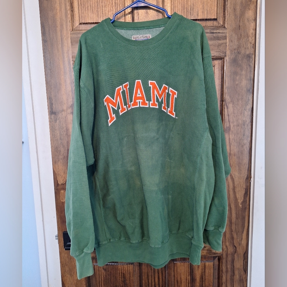 Steve and Barry's Green Vintage University Miami Crewneck XXL